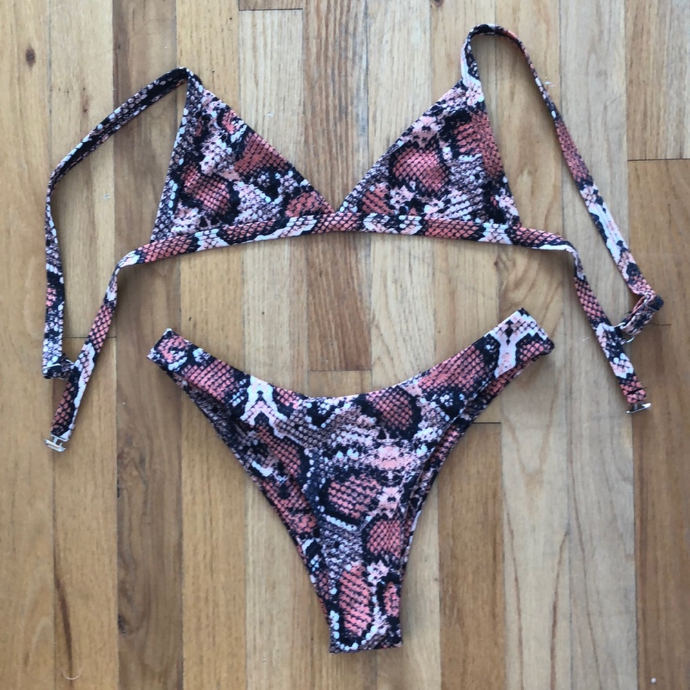 TRADE Orange snake skin bathing suit